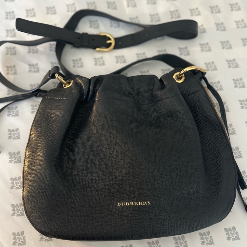 Authentic Burberry Black Crossbody Bag with Gold Hardware